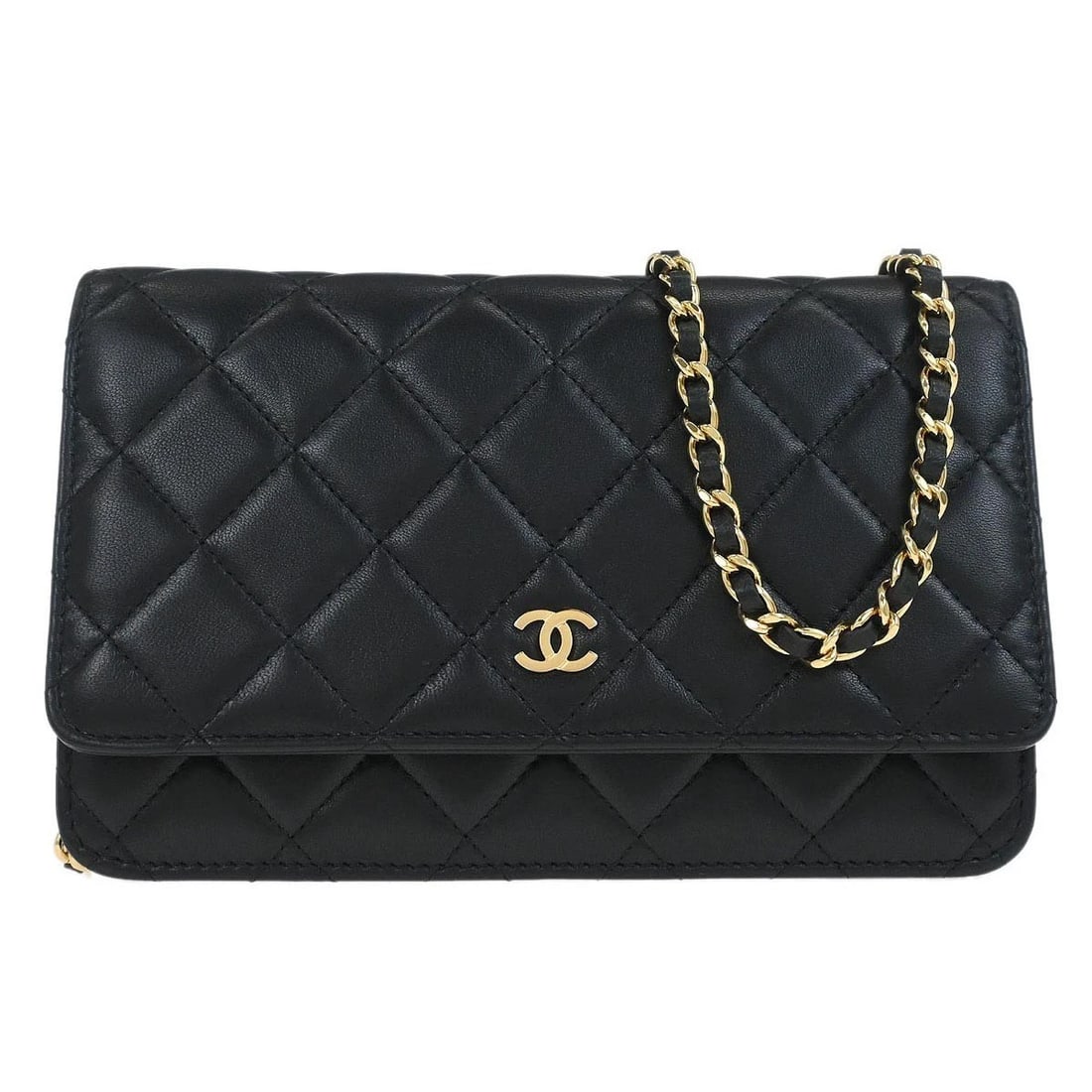 CHANEL BLACK LAMBSKIN CLASSIC WOC WALLET ON CHAIN BAG: Chanel Black Lambskin Classic WOC Wallet on Chain Bag Brand: CHANEL Type/Style: TypeWallet Material: Lambskin Color: Black Size: W 7.5 x H 5.1 x D 1.6 " Strap Drop. 23.6 " Accessories: None