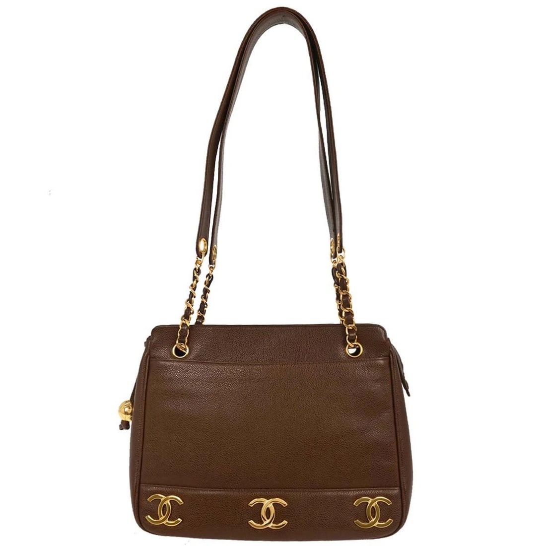 CHANEL BROWN CALFSKIN TRIPLE CC SHOULDER TOTE BAG (1 of 7)