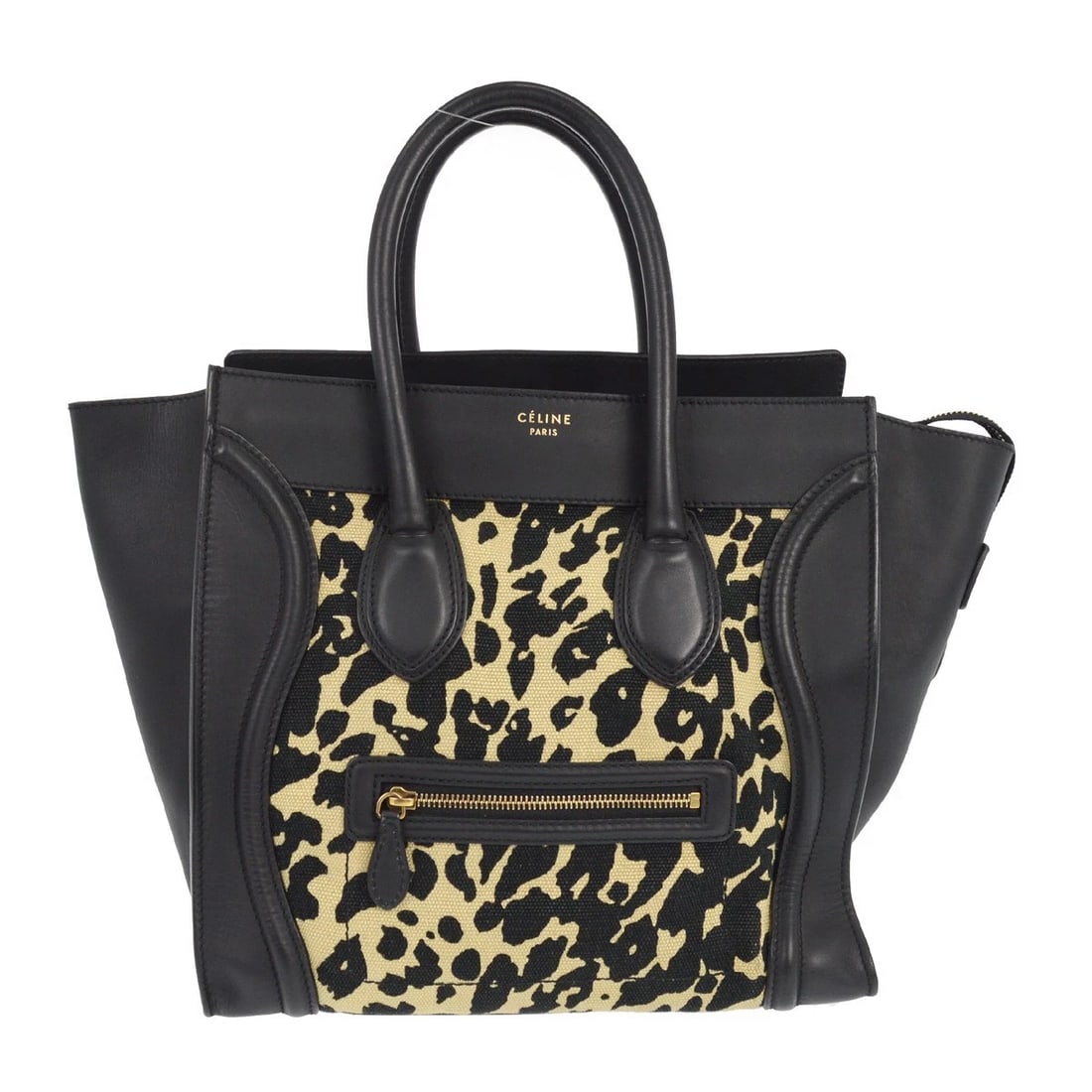 CELINE BLACK LEOPARD MINI LUGGAGE TOTE BAG (1 of 4)