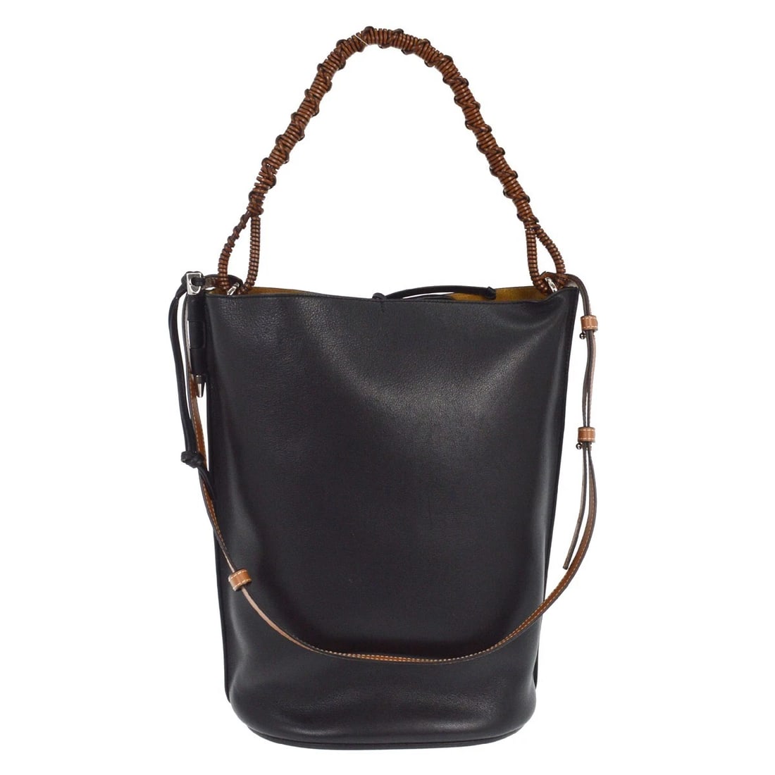 LOEWE BLACK LEATHER 2WAY BUCKET HANDBAG (1 of 5)