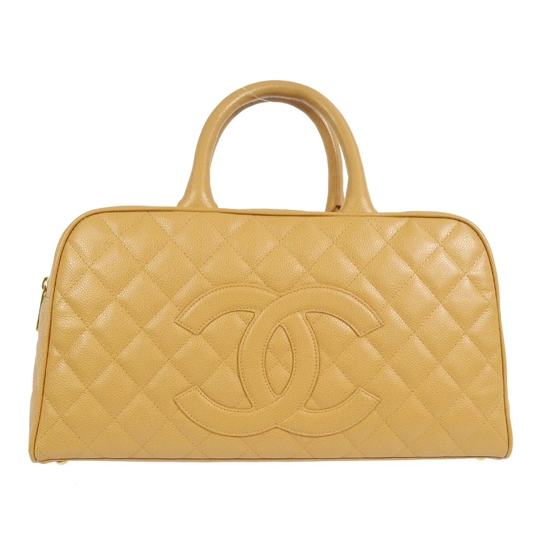 CHANEL BEIGE CALFSKIN BOWLING BAG (1 of 4)