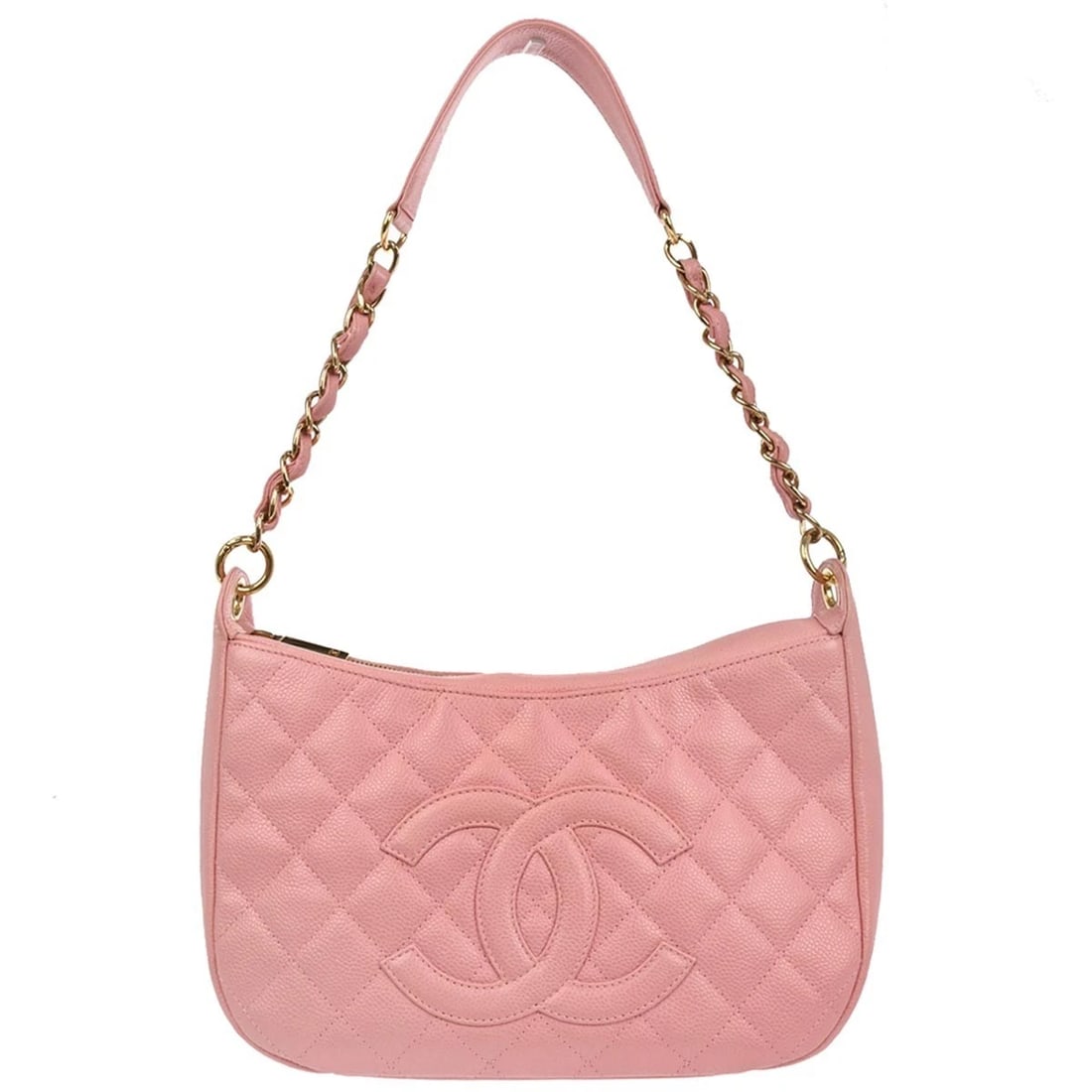 CHANEL PINK CALFSKIN HOBO HANDBAG (1 of 8)