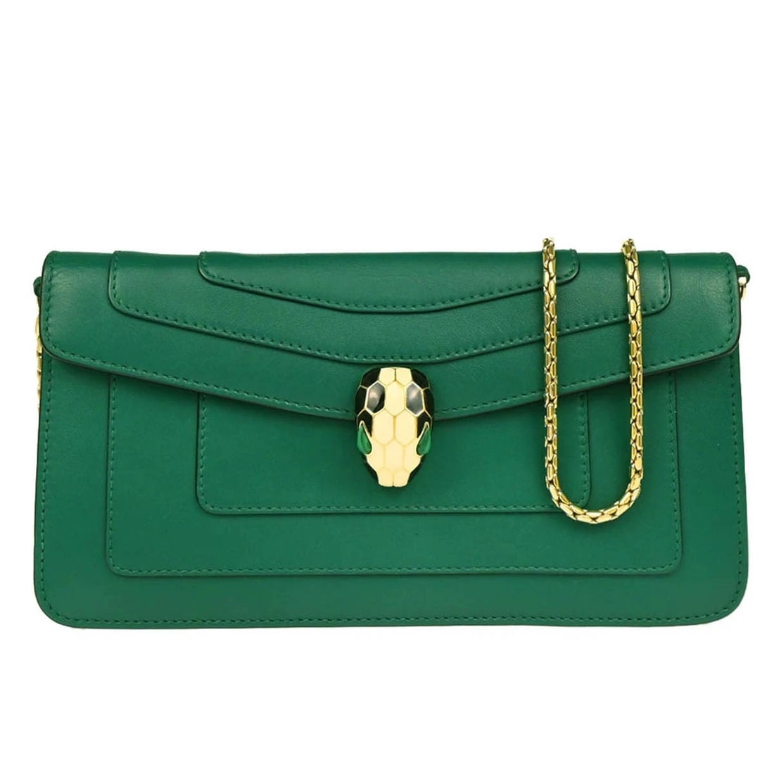 BVLGARI GREEN CALFSKIN SERPENTI FOREVER SHOULDER BAG (1 of 3)