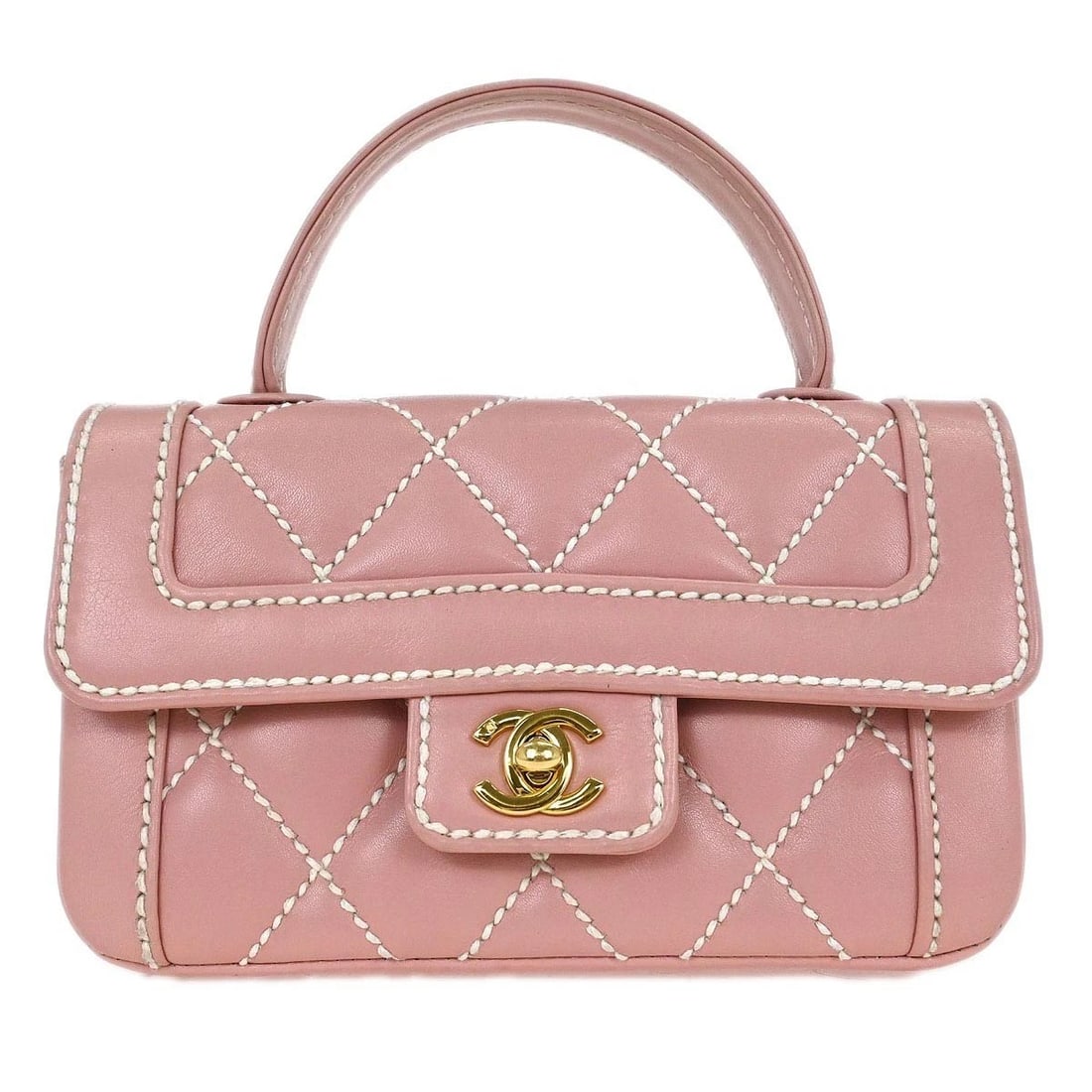 CHANEL PINK CALFSKIN TOP HANDLE HANDBAG (1 of 6)
