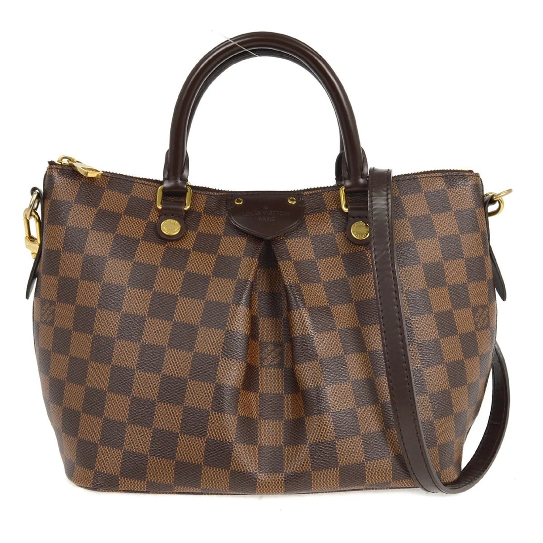 LOUIS VUITTON DAMIER SIENNA PM 2WAY TOTE BAG: Louis Vuitton Damier Sienna PM 2way Tote Bag Brand: Louis Vuitton Type/Style: Shoulder Bag Material: Damier Canvas, Leather Color: Ebene * Brown Size: W 10.2 x H 8.3 x D 5.1 " Handle Drop. 3.1 "