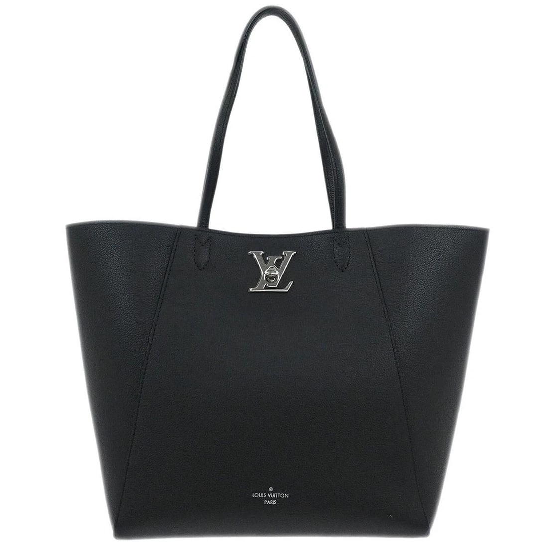 LOUIS VUITTON BLACK LOCKME CABAS TOTE BAG: Louis Vuitton Black Lockme Cabas Tote Bag Brand: Louis Vuitton Type/Style: Tote Material: Leather Color: Noir * Black Size: W 11.0 x H 11.0 x D 6.7 " Handle Drop. 7.9 " Accessories: None A