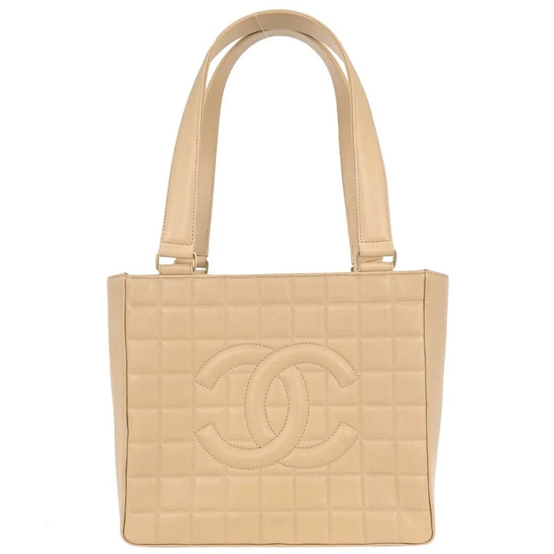 CHANEL BEIGE LAMBSKIN CHOCO BAR TOTE BAG (1 of 6)
