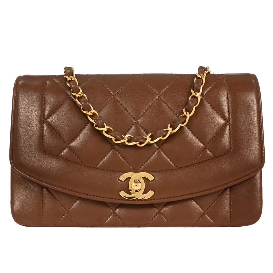 CHANEL BROWN LAMBSKIN SMALL DIANA SHOULDER BAG (1 of 5)