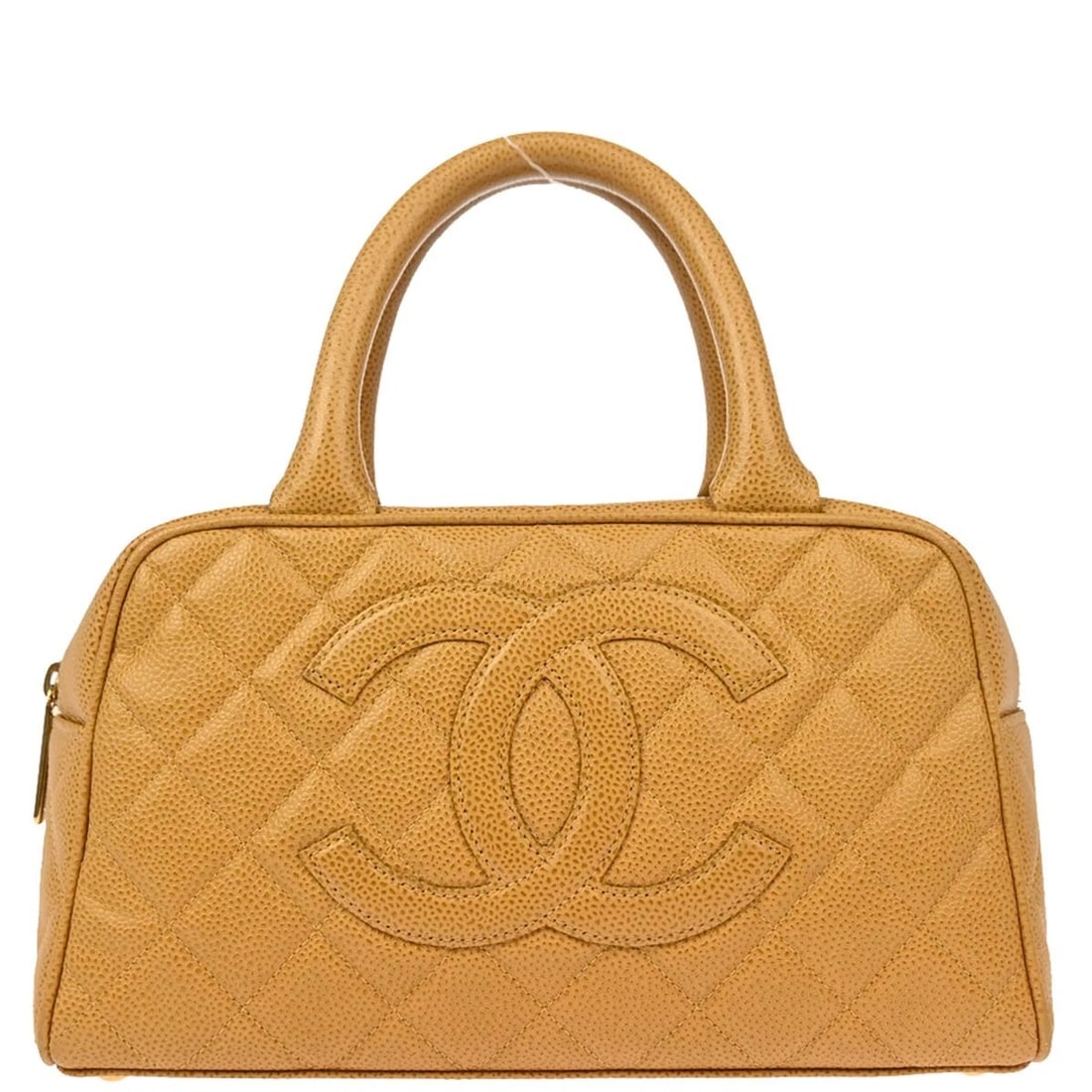 CHANEL BEIGE CALFSKIN BOWLING BAG (1 of 6)