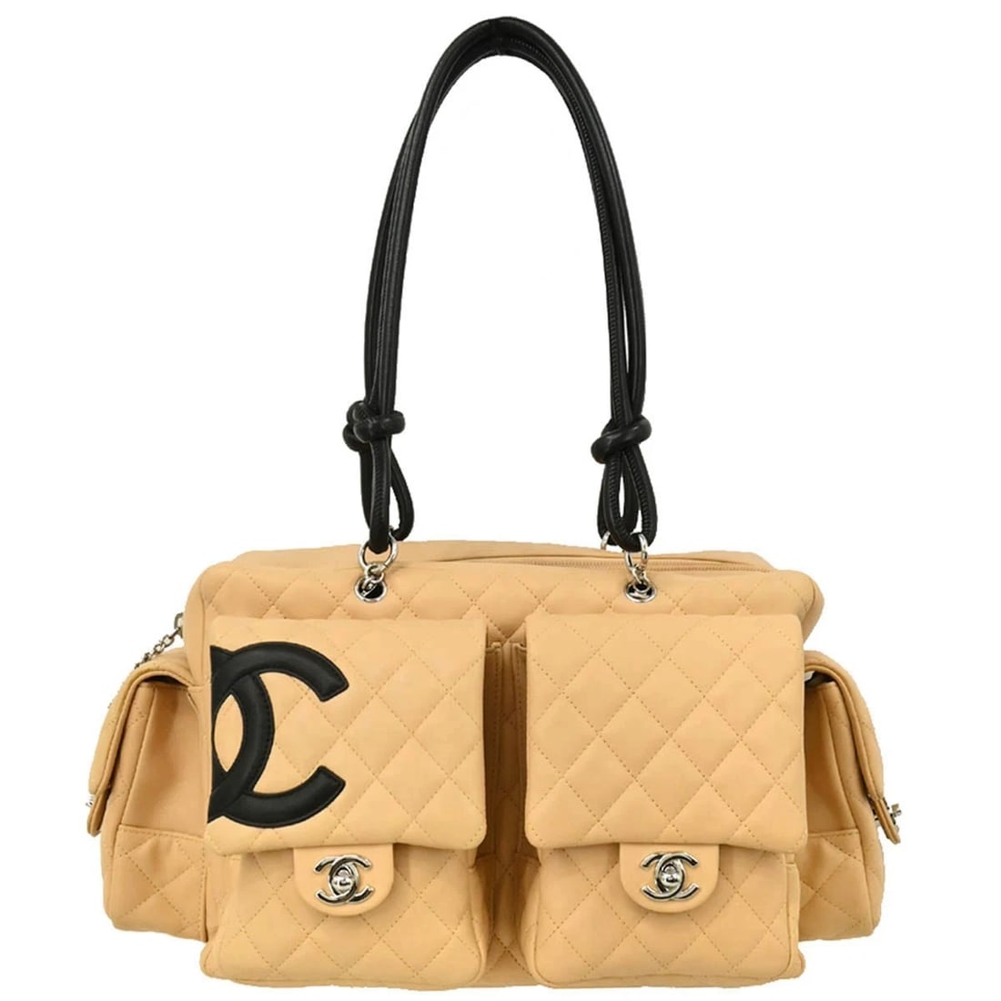 CHANEL BEIGE CALFSKIN REPORTER BAG CAMBON LIGNE HANDBAG (1 of 6)