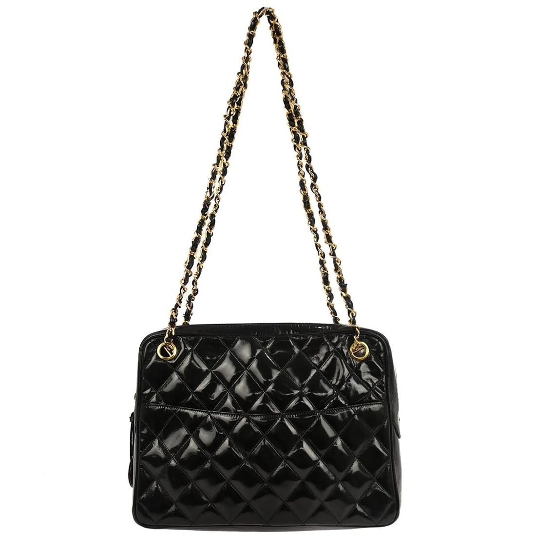 CHANEL BLACK PATENT LEATHER SHOULDER BAG (1 of 5)