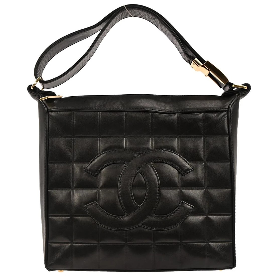 CHANEL BLACK LAMBSKIN CHOCO BAR HANDBAG (1 of 6)
