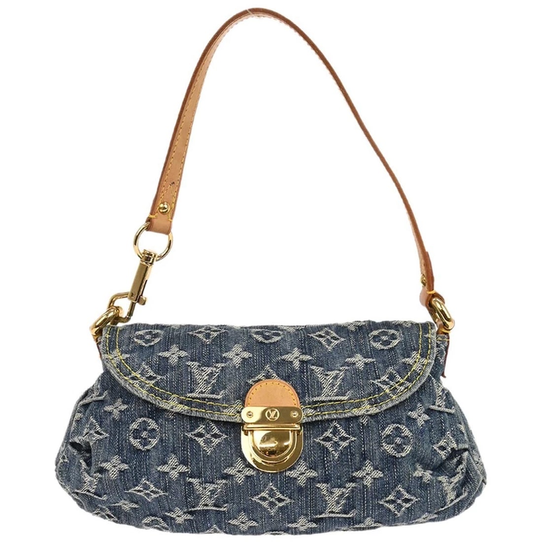 LOUIS VUITTON BLUE MONOGRAM DENIM MINI PLEATY HANDBAG (1 of 4)