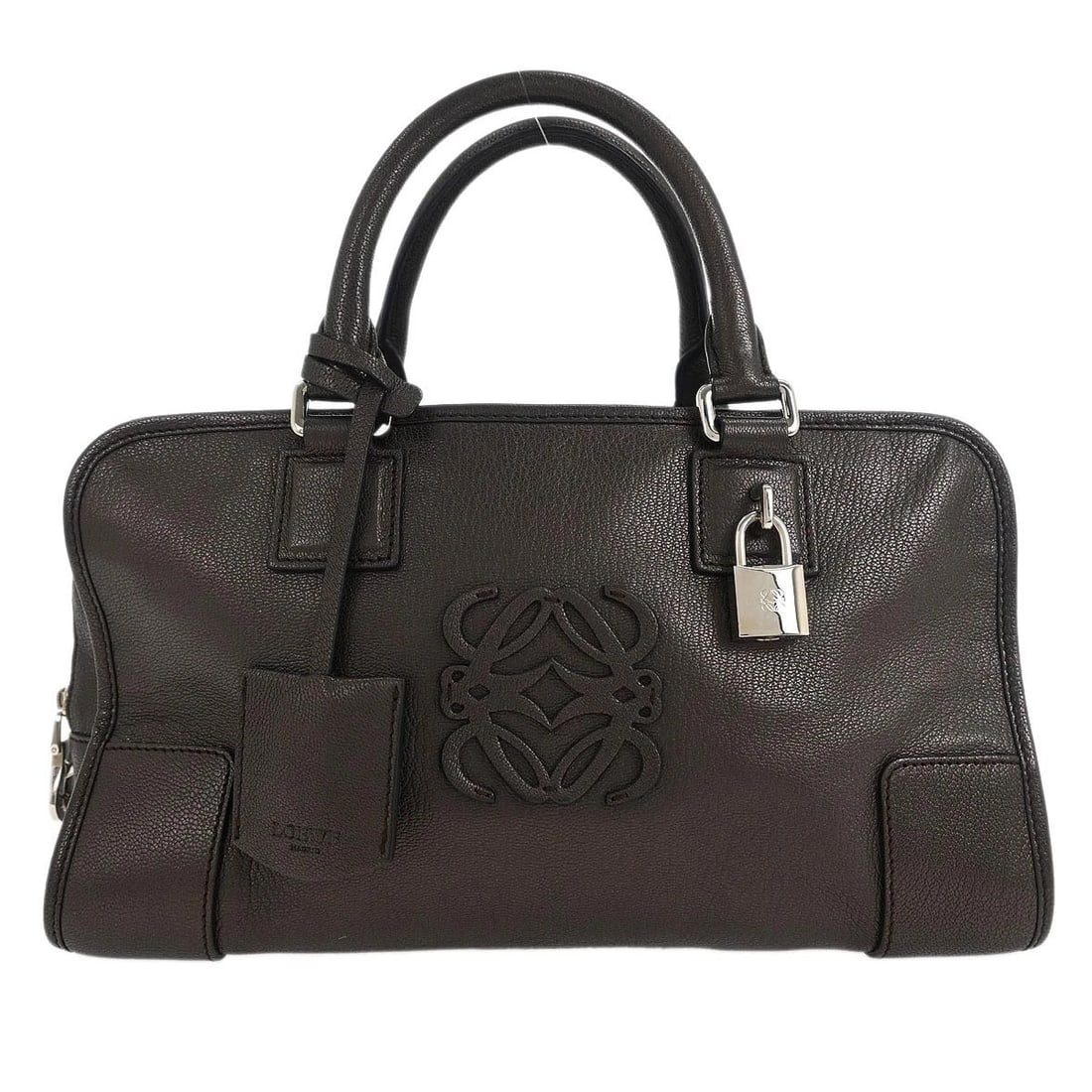 LOEWE METALLIC BROWN LEATHER AMAZONA 28 HANDBAG: Loewe Metallic Brown Leather Amazona 28 Handbag Brand: Loewe Type/Style: Top Handle Bag Material: Leather Color: Metallic Brown Size: W 11.4 x H 6.3 x D 5.1 " Handle Drop. 3.1 " Accessories: None
