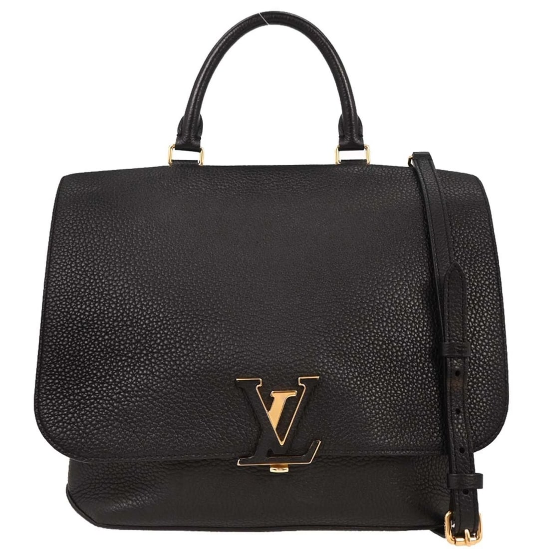 LOUIS VUITTON BLACK TAURILLON VOLTA 2WAY HANDBAG: Louis Vuitton Black Taurillon Volta 2way Handbag Brand: Louis Vuitton Type/Style: Satchel/Top Handle Bag Material: Taurillon Leather Color: Black Size: W 11.0 x H 9.8 x D 3.9 " Handle Drop. 4.3 "