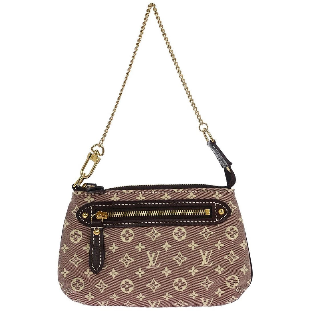 LOUIS VUITTON IDYLLE MINI POCHETTE ACCESSOIRES HANDBAG: Louis Vuitton Idylle Mini Pochette Accessoires Handbag Brand: Louis Vuitton Type/Style: Top Handle Bag Material: Monogram Idylle Canvas, Leather Color: Sepia * Red Size: W 6.7 x H 4.5 x D 1.2 " Ha