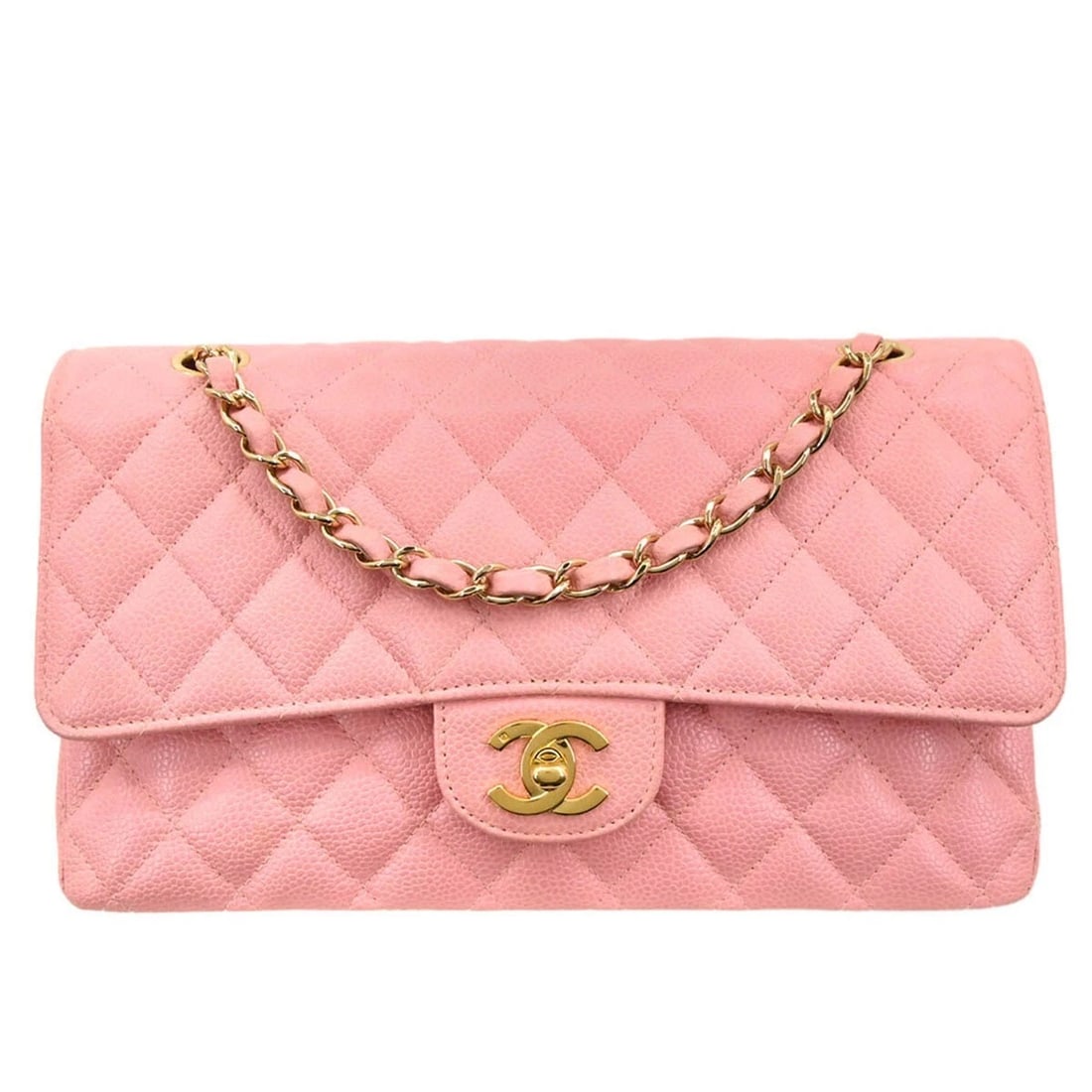 CHANEL PINK CALFSKIN DOUBLE FLAP SHOULDER BAG (1 of 6)