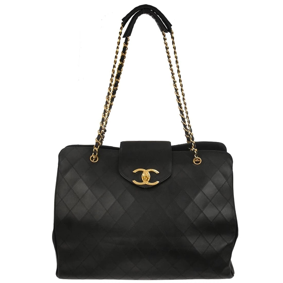 CHANEL BLACK LAMBSKIN BICOLORE SUPERMODEL SHOULDER BAG: Chanel Black Lambskin Bicolore Supermodel Shoulder Bag Brand: CHANEL Type/Style: Tote Material: Lambskin Color: Black Size: W 17.7 x H 13.4 x D 7.1 " Strap Drop. 14.6 " Accessories: None A