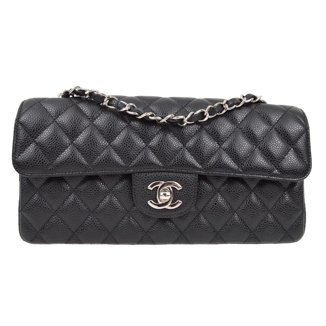 CHANEL BLACK CALFSKIN EAST WEST SHOULDER BAG (1 of 5)
