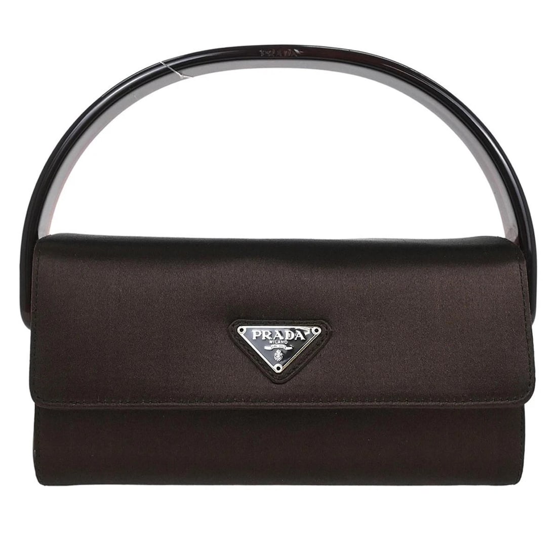 PRADA BROWN SATIN HANDBAG (1 of 6)