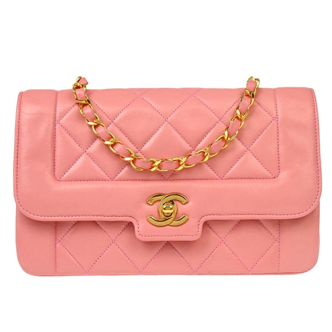 CHANEL PINK LAMBSKIN SHOULDER BAG (1 of 6)