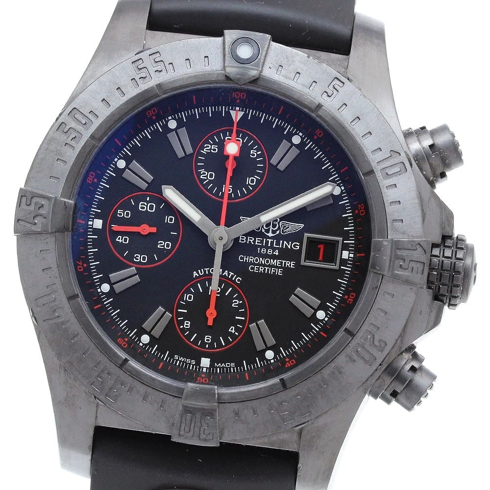BREITLING AVENGER BLACK STEEL AUTOMATIC WRIST WATCH (1 of 2)