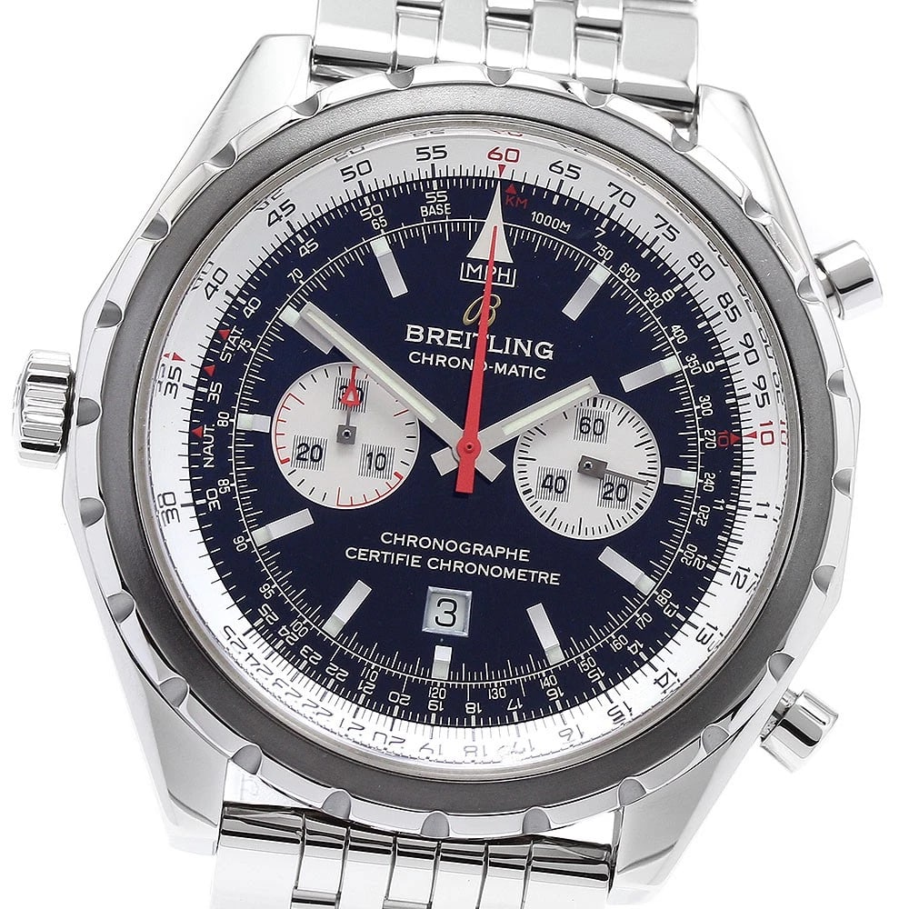 BREITLING CHRONOMATIC BLACK DIAL AUTOMATIC WATCH WRIST WATCH: BREITLING Chronomatic Black Dial Automatic Watch Wrist Watch Brand: BREITLING Type: Wristwatch Material: Band Material Stainless Steel, Case Material Stainless Steel Color: Band Color Silver, Case