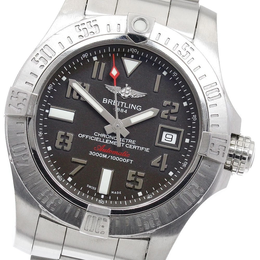 BREITLING AVENGER II SEAWOLF DATE BLACK DIAL AUTOMATIC WATCH WRIST WATCH: BREITLING Avenger II Seawolf Date black Dial Automatic Watch Wrist Watch Brand: BREITLING Type: Wristwatch Material: Band Material Stainless Steel, Case Material Stainless Steel Color: Band Color S