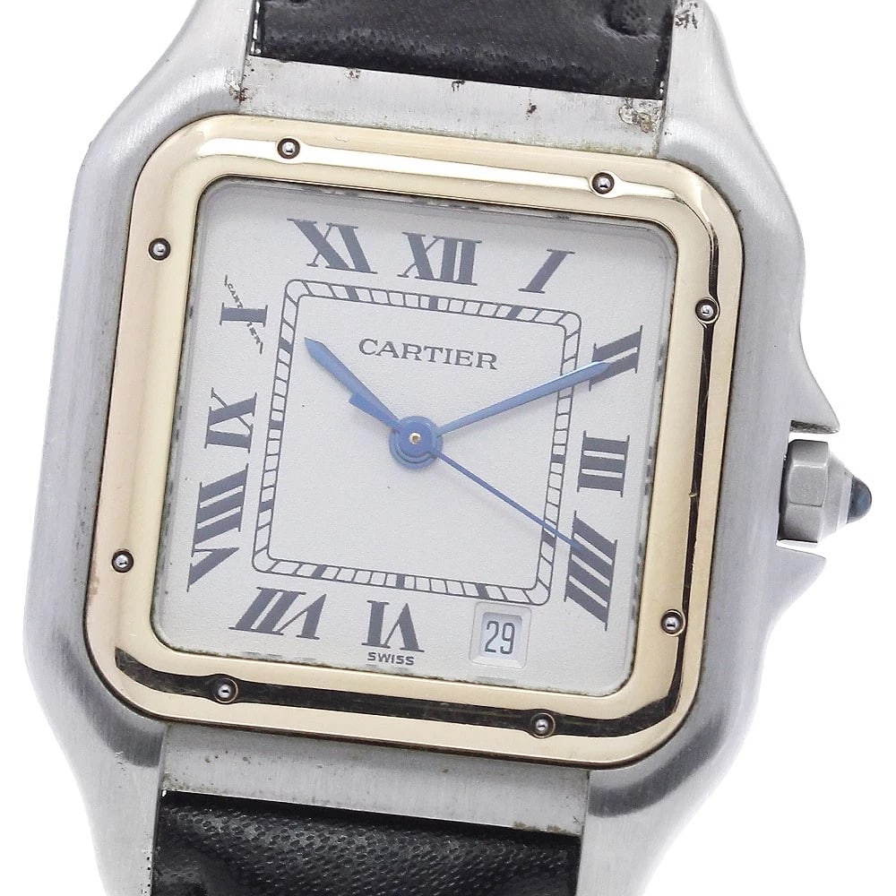 CARTIER PANTHERE MM YG BEZEL BEIGE DIAL QUARTZ BOY'S WATCH WRIST WATCH (1 of 2)