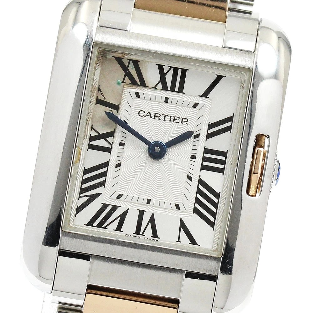 CARTIER TANK ANGLAZE SILVER DIAL QUARTZ WATCH WRIST WATCH (1 of 3)