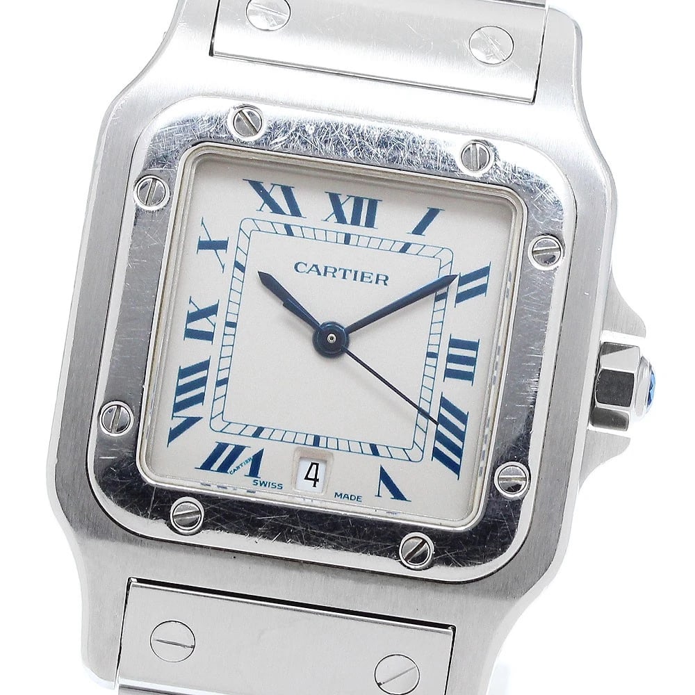 CARTIER SANTOS GALBEELM DATE BEIGE DIAL QUARTZ WATCH WRIST WATCH (1 of 5)