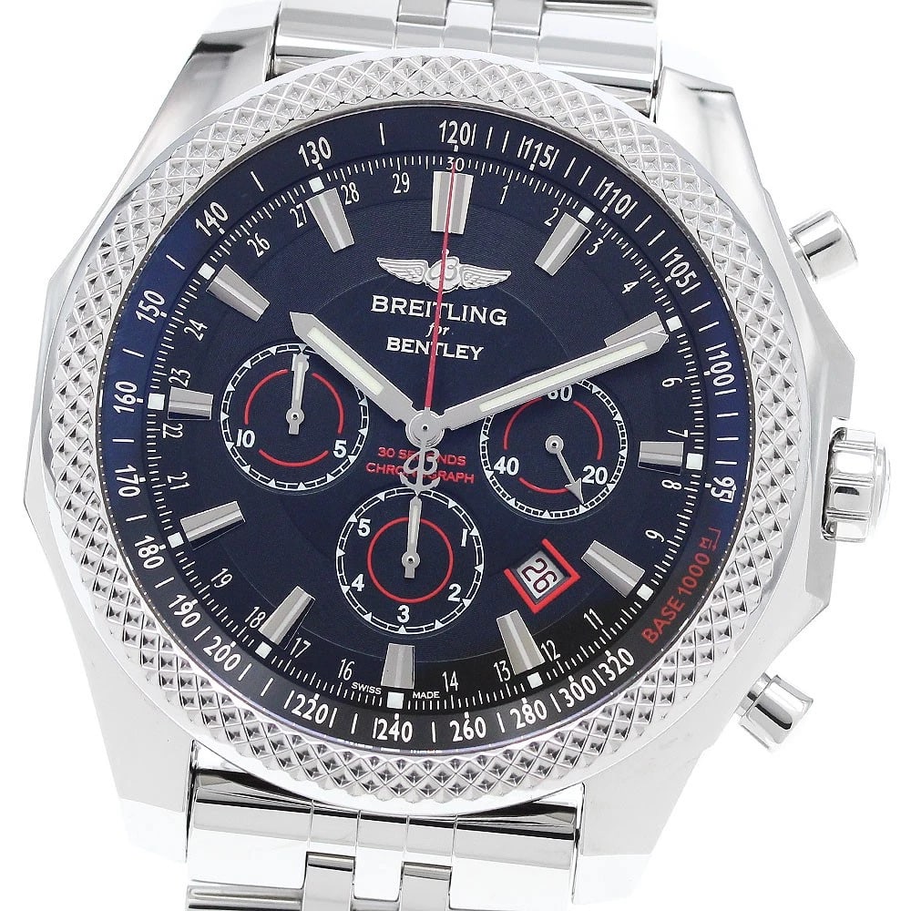 BREITLING BENTLEY VERNATE CHRONOGRAPH BLACK DIAL AUTOMATIC WRIST WATCH: BREITLING Bentley Vernate Chronograph black Dial Automatic Wrist Watch Brand: BREITLING Type: Wristwatch Material: Band Material Stainless Steel, Case Material Stainless Steel Color: Band Color Sil