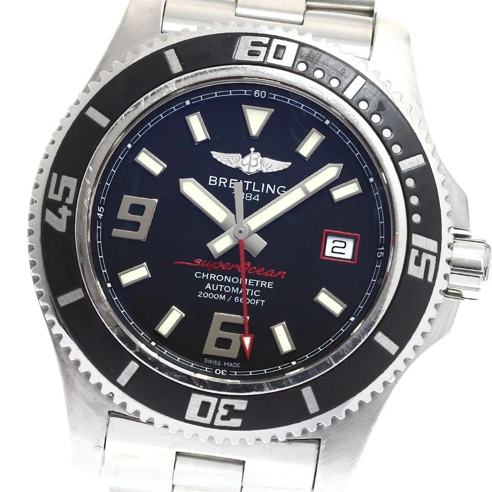 BREITLING SUPER OCEAN DATE BLACK DIAL AUTOMATIC WATCH WRIST WATCH: BREITLING Super Ocean Date black Dial Automatic Watch Wrist Watch Brand: BREITLING Type: Wristwatch Material: Band Material Stainless Steel, Case Material Stainless Steel Color: Band Color Silver,