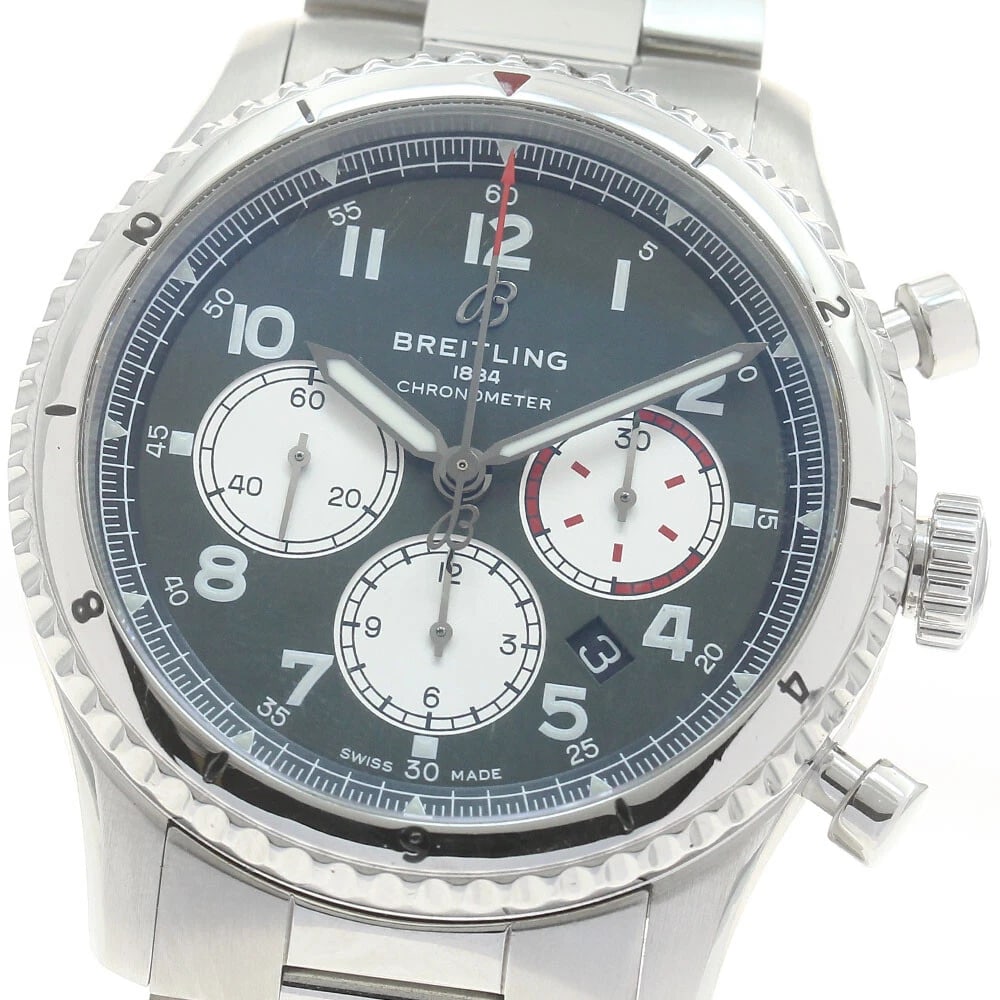 BREITLING AVIATOR CHRONOGRAPH GREEN DIAL AUTOMATIC WRIST WATCH