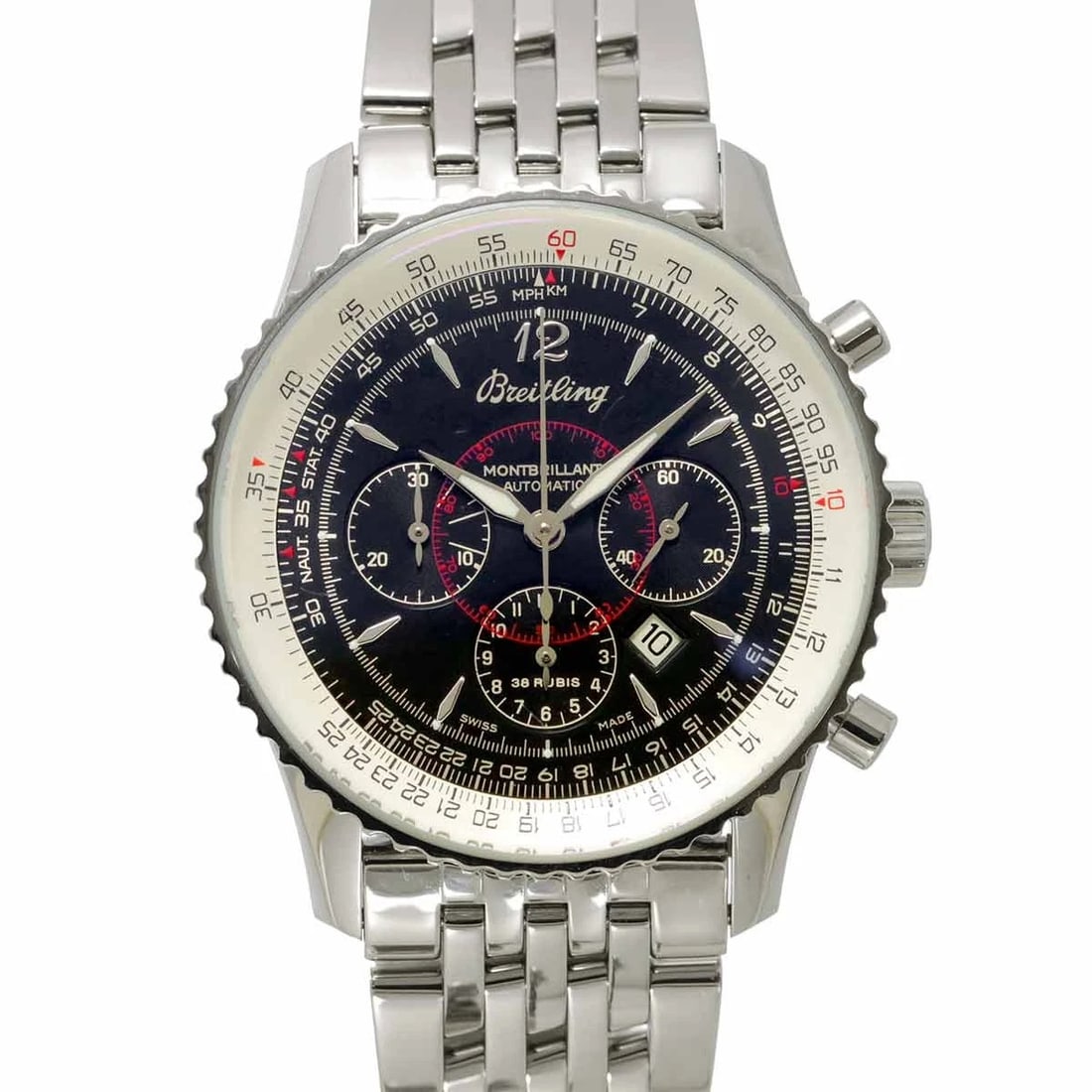BREITLING NAVITIMER MONTBRILLANT CHRONOGRAPH DATE BLACK DIAL WRIST WATCH (1 of 4)