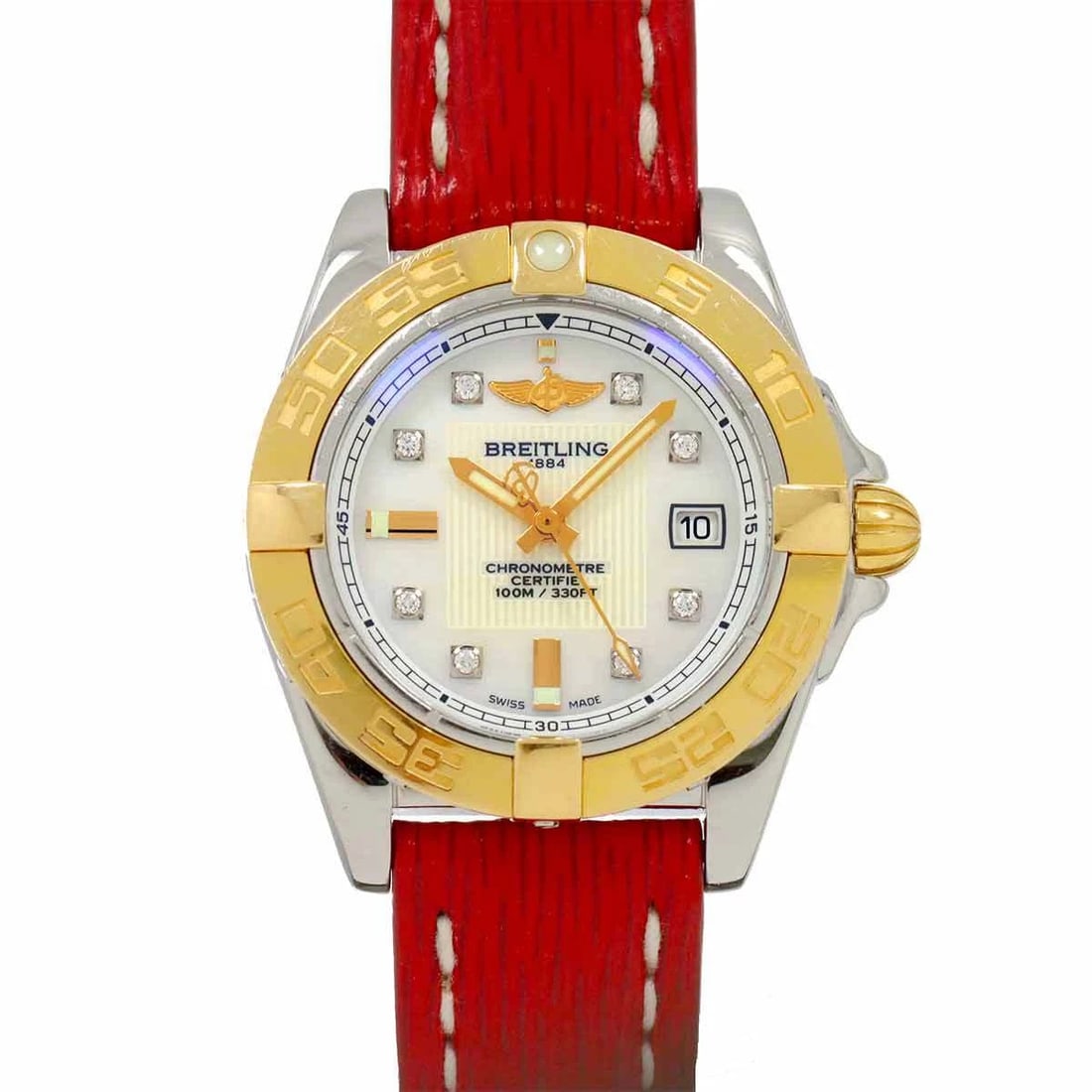 BREITLING GALACTIC QUARTZ PINK GOLD WATCH WRIST WATCH: BREITLING Galactic Quartz Pink Gold Watch Wrist Watch Brand: BREITLING Type: Wristwatch Material: Stainless steel,Pink Gold Color: Pink Gold Size: Case Size Length 37mm(included lag) Width 31mm(no