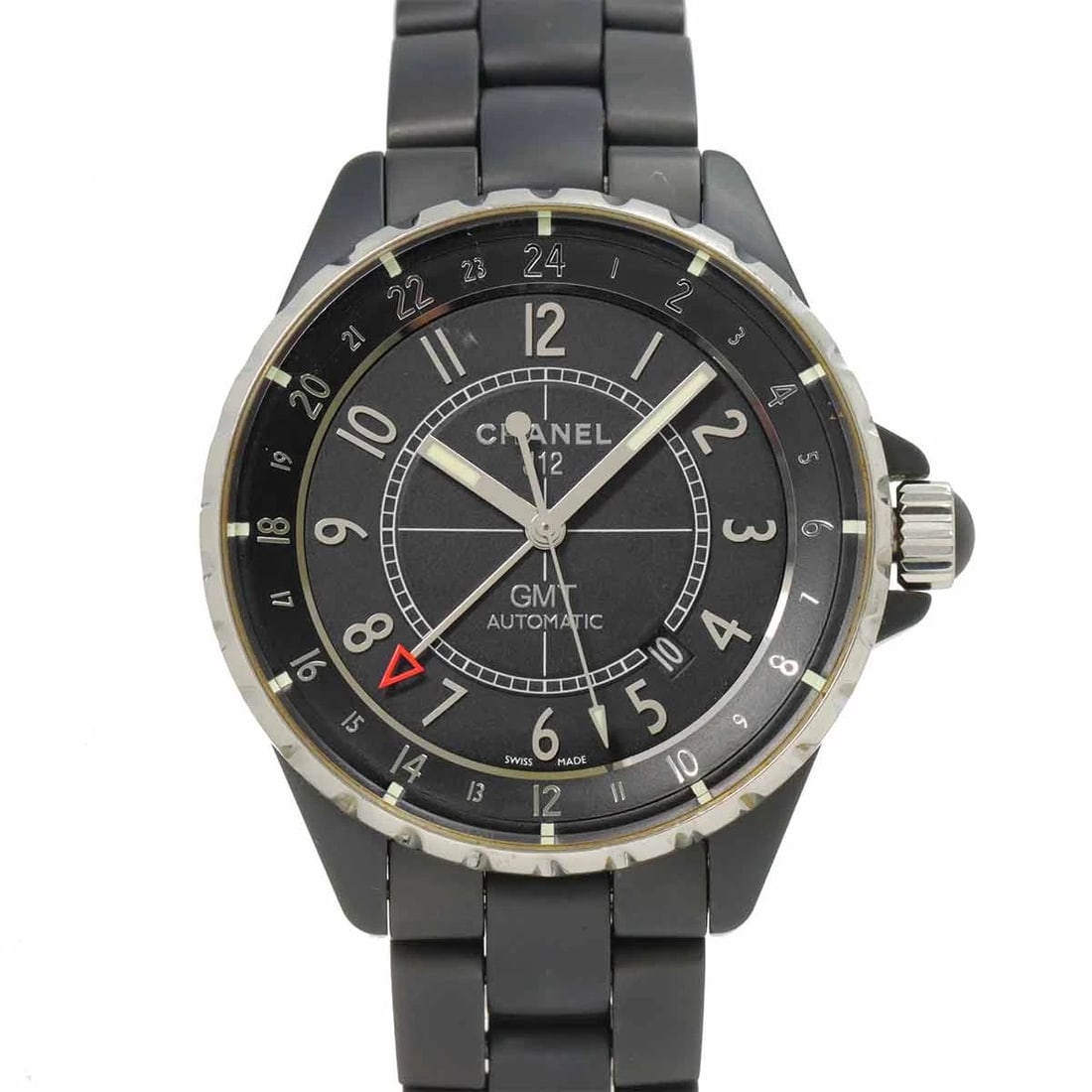 CHANEL J12 GMT WATCH DATE BLACK CERAMIC AUTOMATIC WRIST WATCH (1 of 3)
