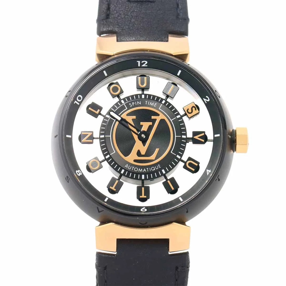 LOUIS VUITTON TAMBOUR SPIN TIME Q1EGL K18PG AUTOMATIC WATCH WRIST WATCH (1 of 5)