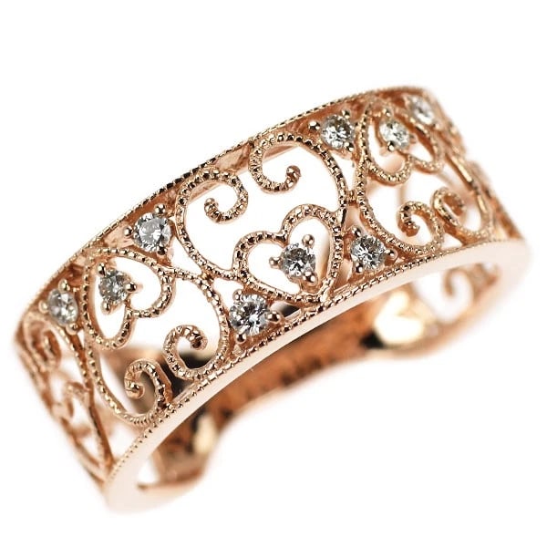K18PG DIAMOND RING: K18PG diamond ring Brand: None Type/Style: Ring Material: Metal Purity K18, Metal Gold, Main Stone/Creation Natural Color: Pink Gold Size: 7.5 US Accessories: None Accessories Notice: When