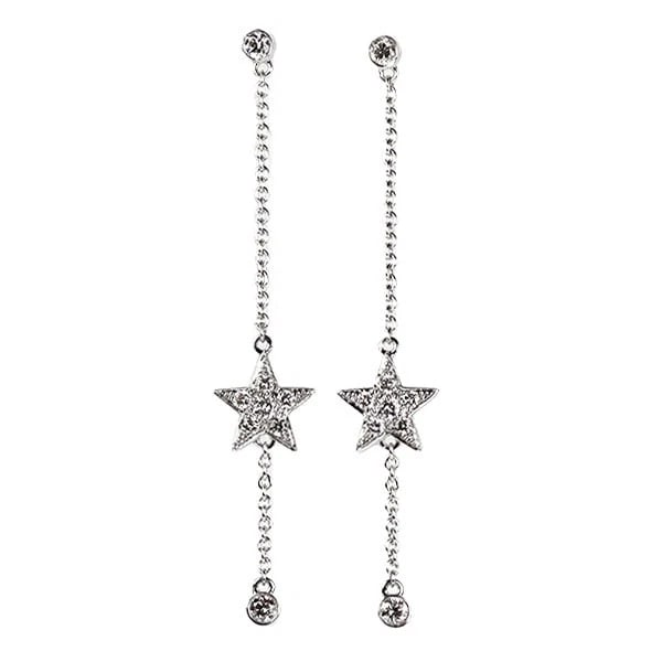 K18WG DIAMOND EARRING: K18WG diamond earring Brand: None Type/Style: piercing Material: Metal Purity K18, Metal Gold, Main Stone/Creation Natural Color: White Gold Size: None Accessories: None Accessories Notice: