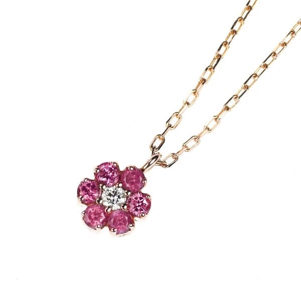 PONTE VECCHIO K18PG GARNET DIAMOND PENDANT NECKLACE: Ponte Vecchio K18PG Garnet Diamond Pendant Necklace Brand: Pontevecchio Type/Style: Pendant Necklace Material: Metal Purity K18, Metal Gold, Main Stone/Creation garnet Color: Pink Gold Size: