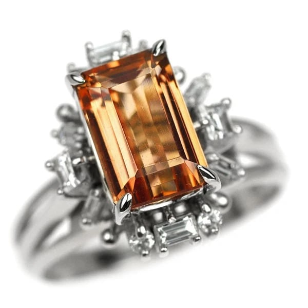 PT900 IMPERIAL TOPAZ DIAMOND RINGT: Pt900 Imperial Topaz Diamond Ringt Brand: None Type/Style: Ring Material: Metal Purity 900, Metal Platinum, Main Stone/Creation Topaz Color: None Size: 6.25 - 6.5 US Accessories: None