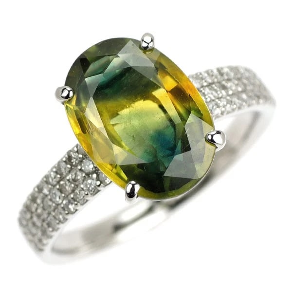 PT950 BICOLOR SAPPHIRE DIAMOND RING: Pt950 Bicolor Sapphire Diamond Ring Brand: None Type/Style: Ring Material: Metal Purity None, Metal Pt950, Main Stone/Creation sapphires Color: None Size: 6.75 - 7 US Accessories: None Acc