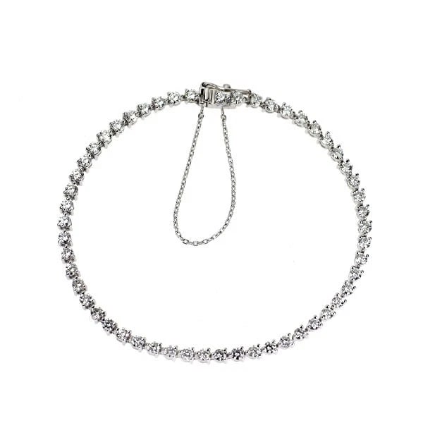 K18WG DIAMOND TENNIS BRACELET: K18WG diamond tennis bracelet Brand: None Type/Style: bracelets Material: Metal Purity K18, Metal Gold, Main Stone/Creation Natural Color: White Gold Size: Necklace: Chain Length 18