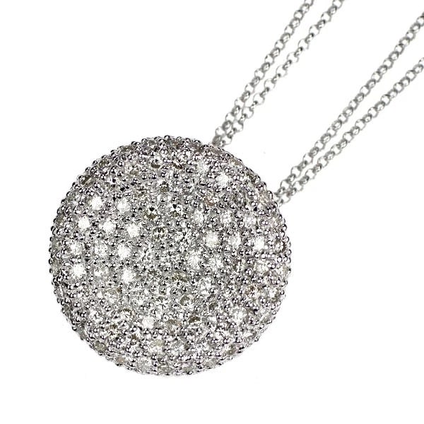 K18WG DIAMOND PENDANT NECKLACE: K18WG Diamond Pendant Necklace Brand: None Type/Style: Pendant Necklace Material: Metal Purity K18, Metal Gold, Main Stone/Creation Natural Color: White Gold Size: Necklace: Chain Length 39