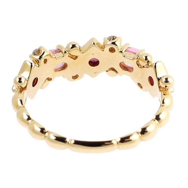 K18YG PINK TOURMALINE RUBY DIAMOND RING - 2