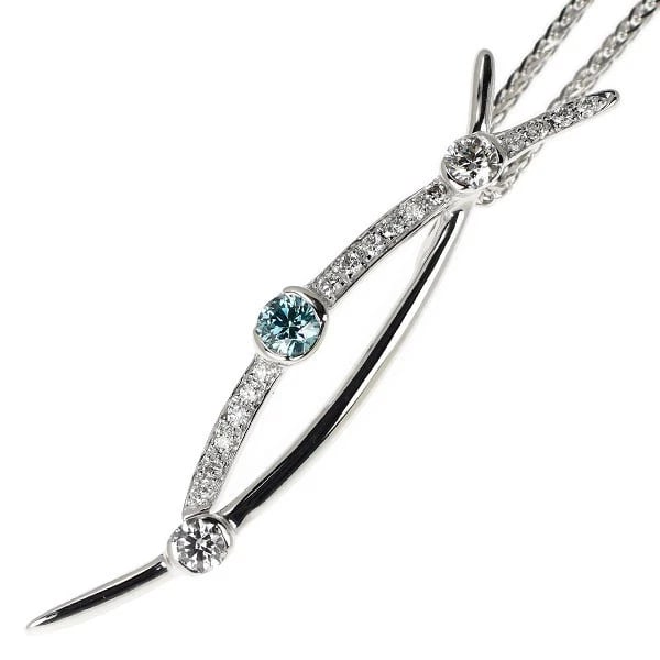 K18WG TREAT BLUE DIAMOND PENDANT NECKLACE: K18WG Treat Blue Diamond Pendant Necklace Brand: None Type/Style: Pendant Necklace Material: Metal Purity K18, Metal Gold, Main Stone/Creation Natural Color: None Size: Necklace: Chain Length