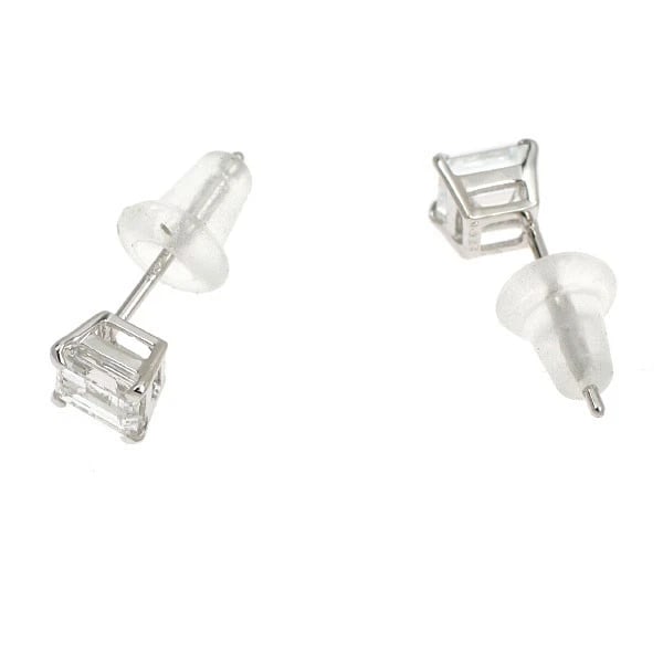 PT900 SQUARE CUT DIAMOND EARRING - 2