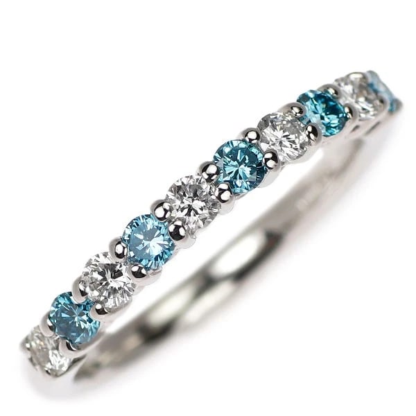 PT900 TREAT BLUE/COLLARLESS DIAMOND RING: Pt900 Treat Blue/Collarless Diamond Ring Brand: None Type/Style: Ring Material: Metal Purity 900, Metal Platinum, Main Stone/Creation Natural Color: None Size: 4.75 - 5 US Accessories: None