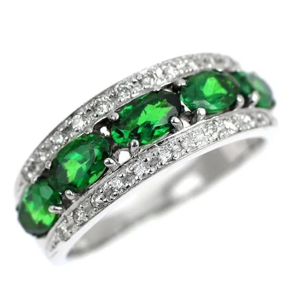 K18WG GREEN GARNET DIAMOND RING (1 of 2)